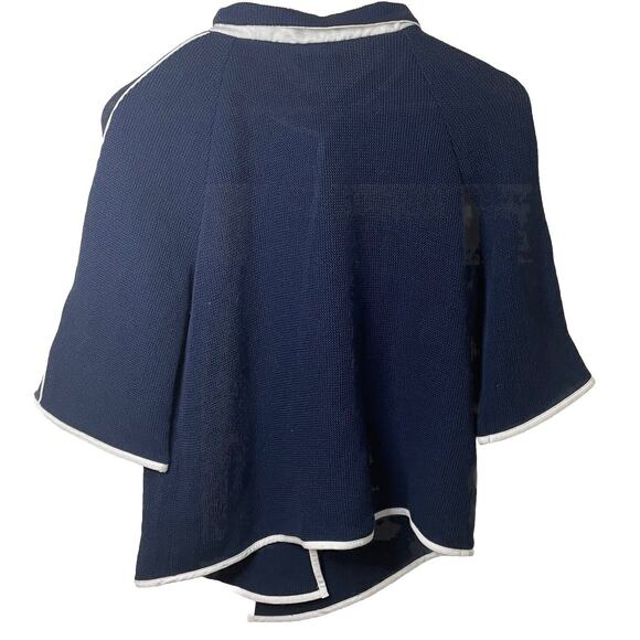 JASKAR Knit Cardigan Sweater Navy White Hand Painted Wearable Art Women S/M/L - Picture 6 of 16